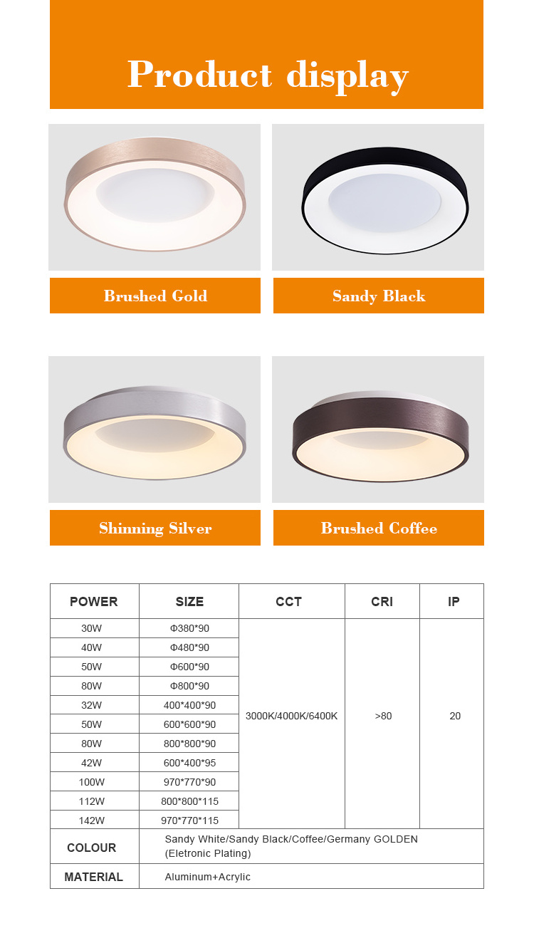 Flush mount white round simple design manufacturer led acrylic indoor room lamp ceiling lights