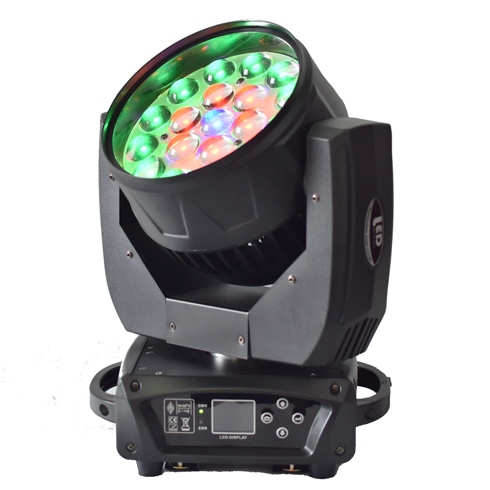 19 DMX Wash Zoom 4in1 RGBW Aura 19x15w LED Moving head light for stage party dj wedding