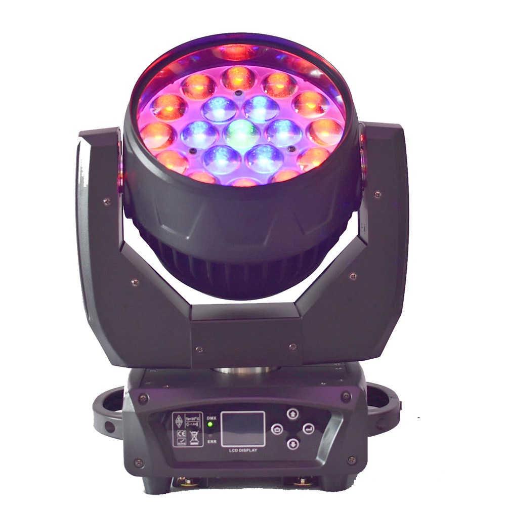 19 DMX Wash Zoom 4in1 RGBW Aura 19x15w LED Moving head light for stage party dj wedding