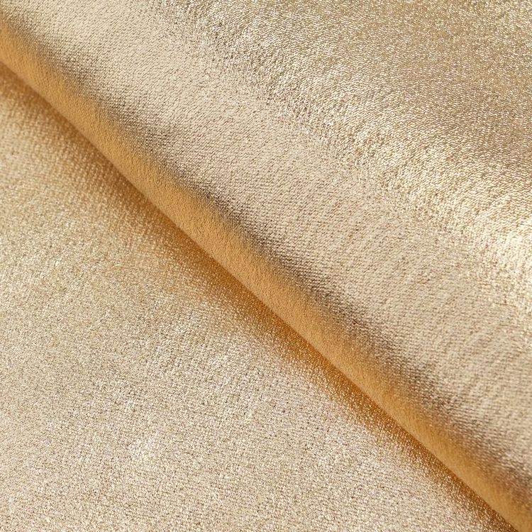 Fashion Viscose Nylon Spandex PU Coating Glitter Golden Metallic Fabric For Women Dress Pants