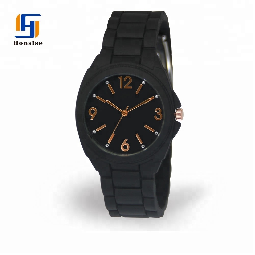 Hot Sale Solid Color Rubber Strap Quartz Wrist Watch