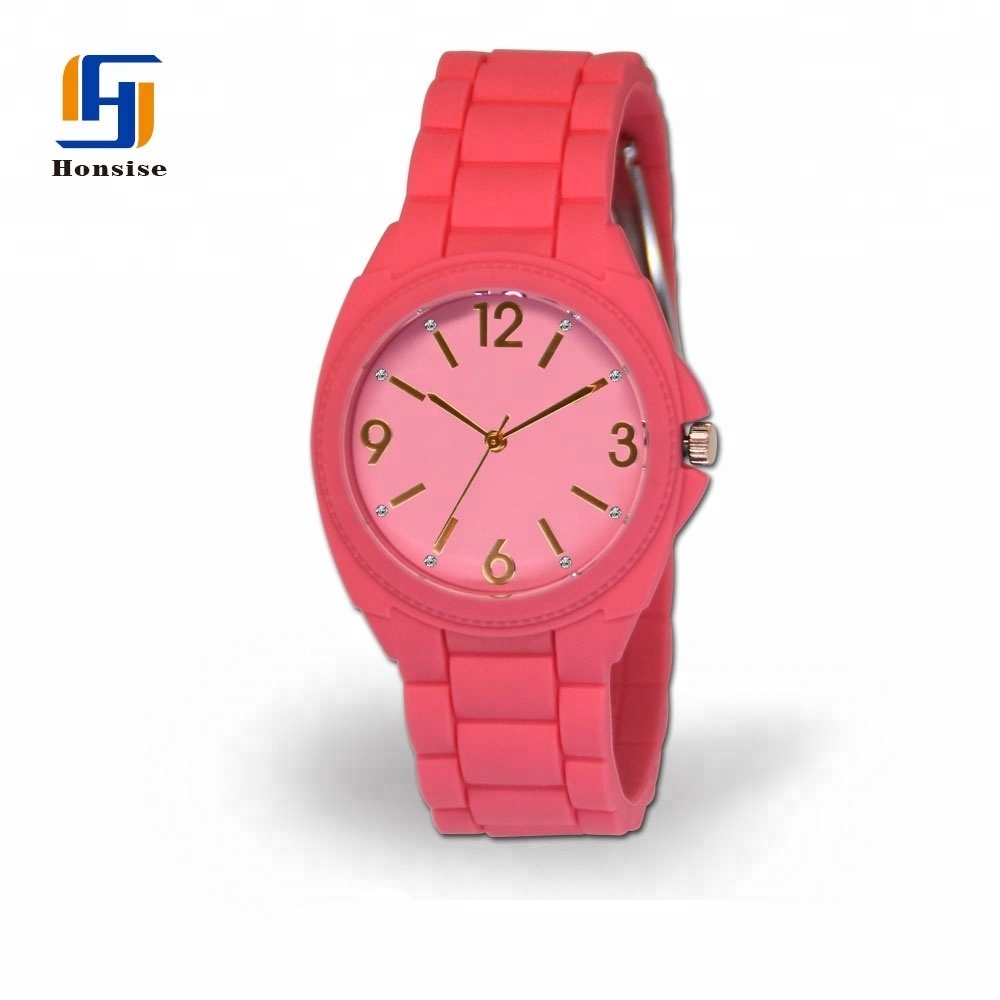 Hot Sale Solid Color Rubber Strap Quartz Wrist Watch