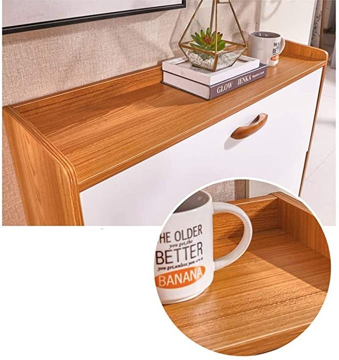 Modern wooden shoe rack storage cabinet with doors and drowers