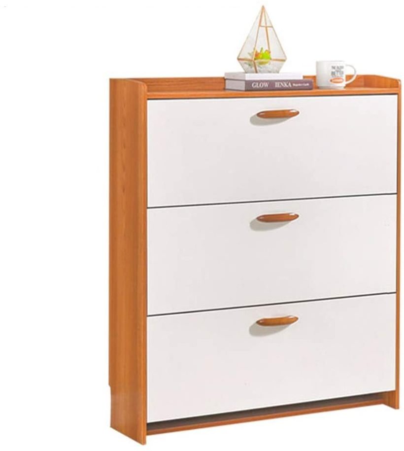 Modern wooden shoe rack storage cabinet with doors and drowers