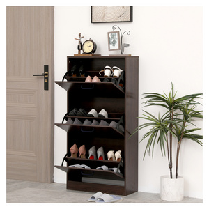 Modern Design Large Luxury Wooden Wood Rattan Rotating Sliding Door Shoe Cabinet Rack Storage Shoe Rack Cabinet Modern Furniture