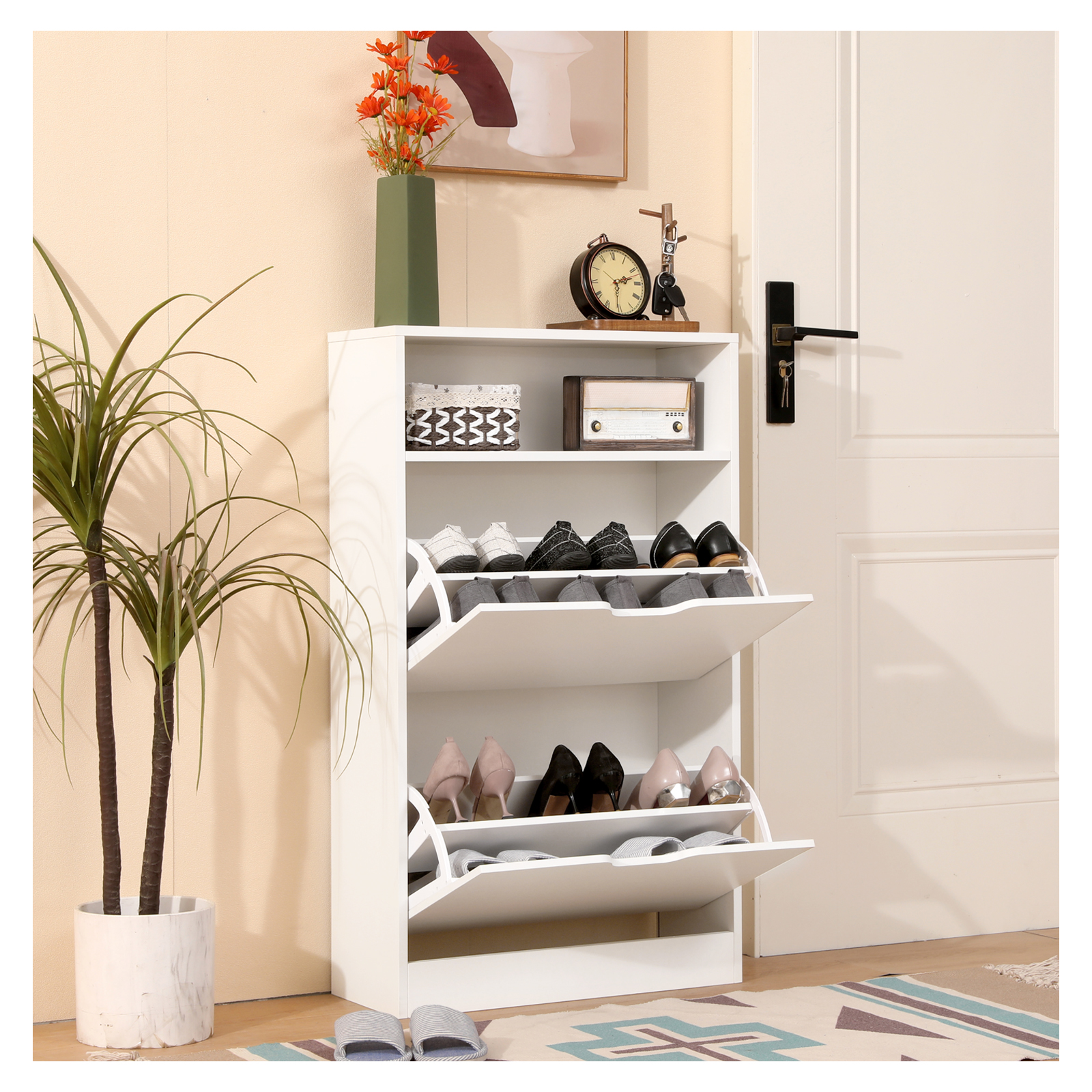 Shoes Storage Wood Cabinet Shoe Display Cabinet Slim Japanese Store Nordic Organizer Entry Shoe Cabinet With Sliding Door