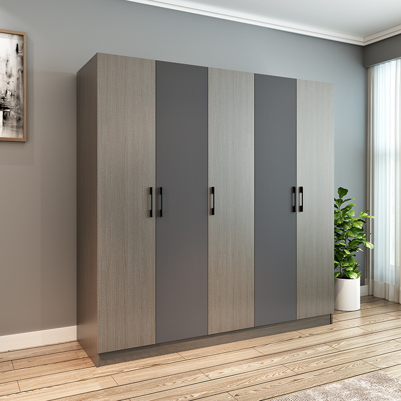 Bedroom furniture sliding 3 4 5 door wardrobe wood panel drawer design latest simple modern Nordic style fitted wardrobe closet