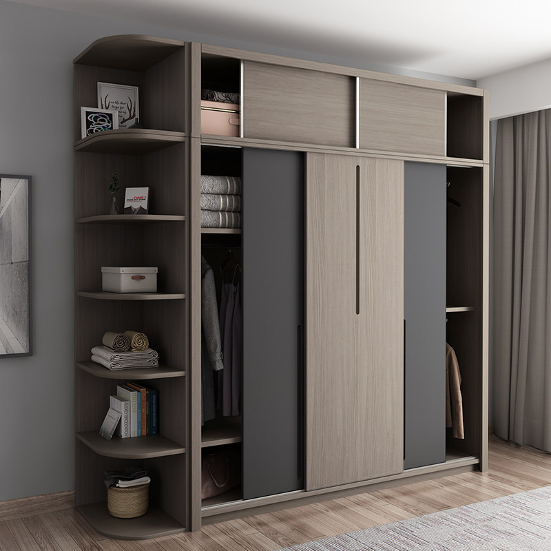 Modern bedroom wooden wardrobe closet organizer brown /grey high end custom  wardrobes bedroom closet