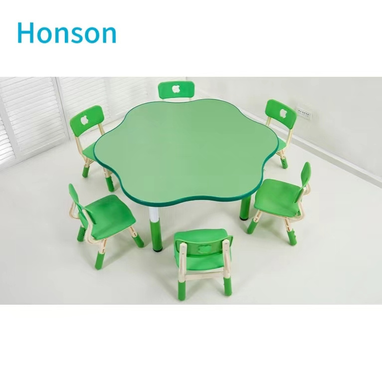 Various Shapes Learning Adjustable School Tables Chairs Sets Stable Plastic Preschool kindergarten Desks for Kids