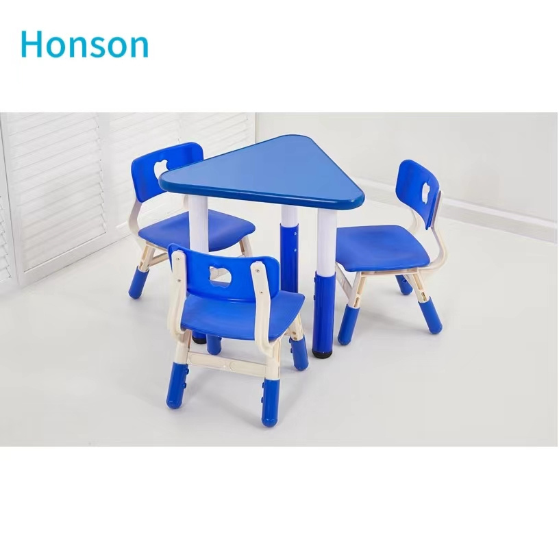 Various Shapes Learning Adjustable School Tables Chairs Sets Stable Plastic Preschool kindergarten Desks for Kids