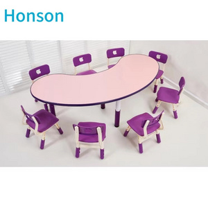 Various Shapes Learning Adjustable School Tables Chairs Sets Stable Plastic Preschool kindergarten Desks for Kids