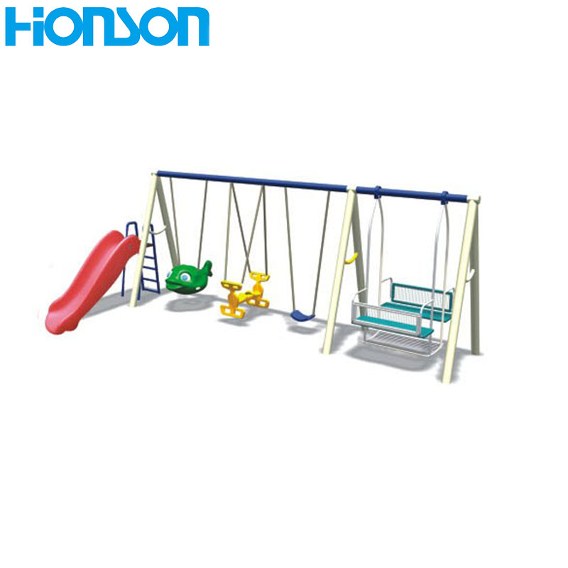 outdoor park kids metal swing with chair