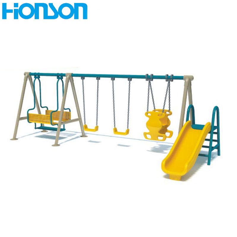 outdoor park kids metal swing with chair