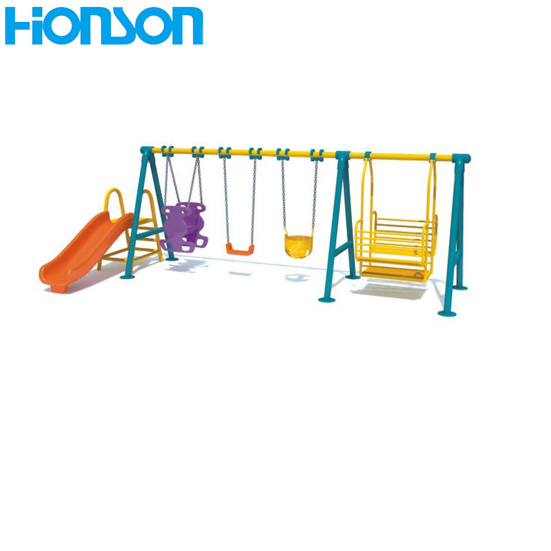 outdoor park kids metal swing with chair