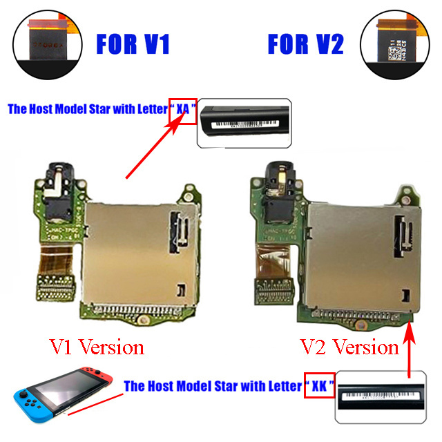 Game Card Cartridge Reader Slot With Headphone Jack Replacement For Nintendo Switch Game Console Replacement parts