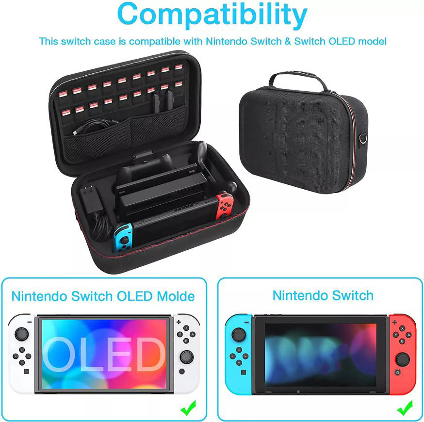 HONSON Large Carrying Storage Bag with 18 Games Cartridges Portable Travel All Protective Hard Shell Case for Switch Console Pro