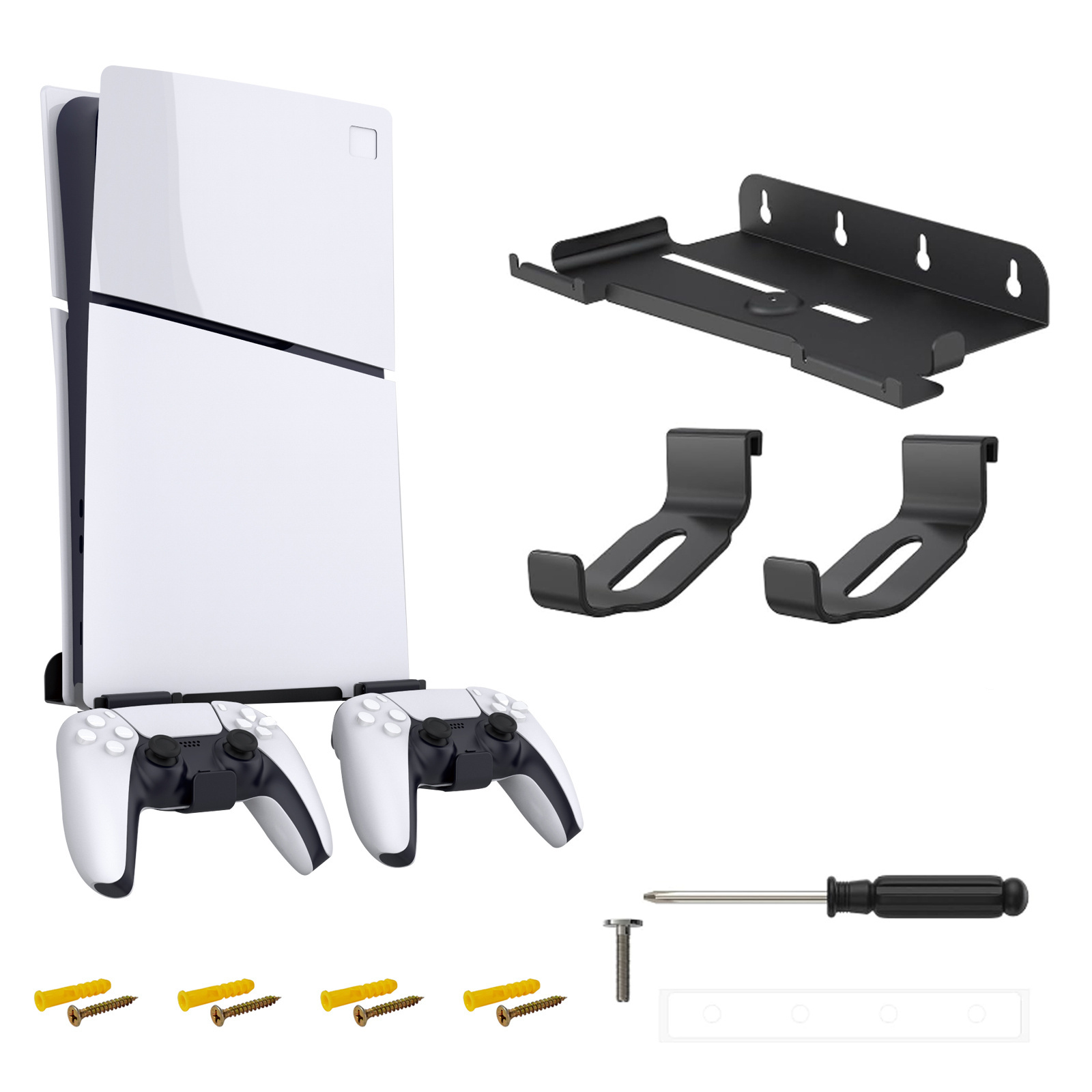 HONSON ps5 Game Console PS5 Slim Wall Mount with 2 Controller Hooks ps5 accessory