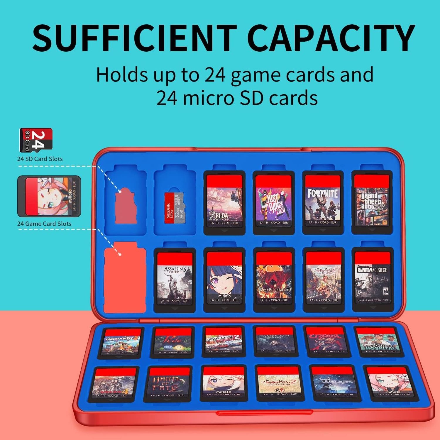 HONSON 24 in1 game card case for nintendo switch/switch lite storage box SD Card case