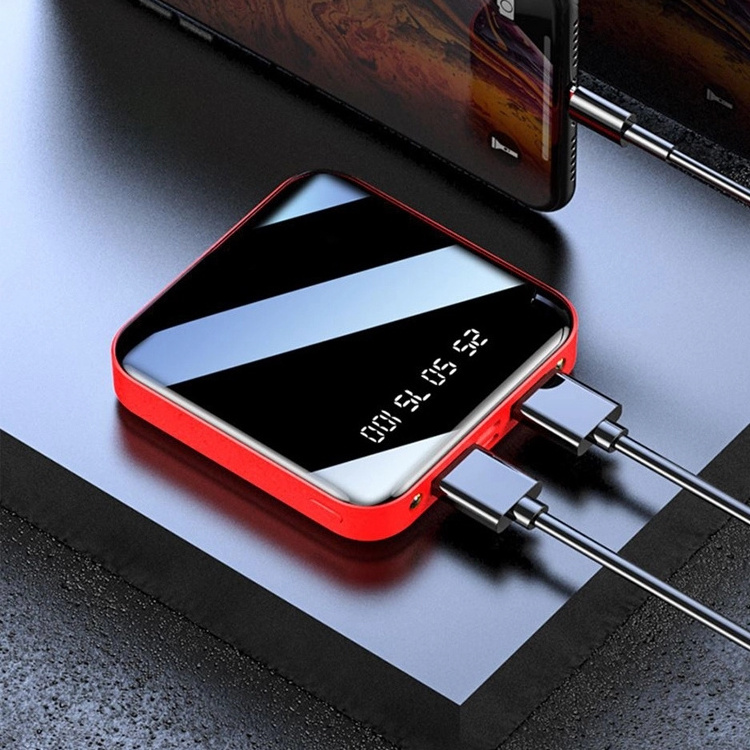 Free Sample 10000mah Powerbanks 10000 Mah Portable Mobile Charger 2 Usb Mirror Mini Power Bank for All Phone