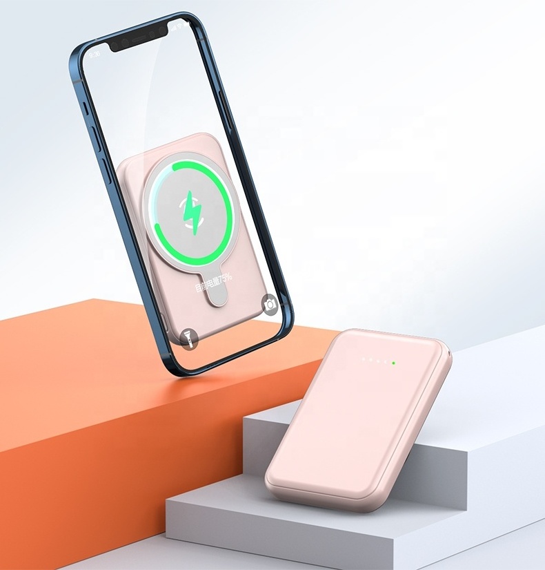 High Quality Mini Slim Magnet Qi Wireless Charger 5000mAh Powerbank with Magnetic Function 5W Power Bank