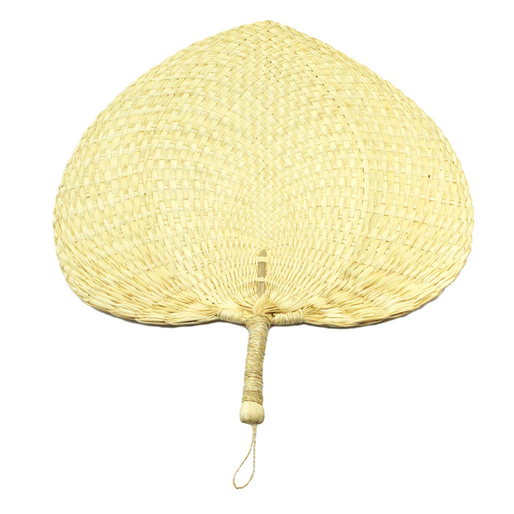 Handmade Custom Logo Personalized Wholesale Chinese Palm Leaf  Straw Round Hand Fan