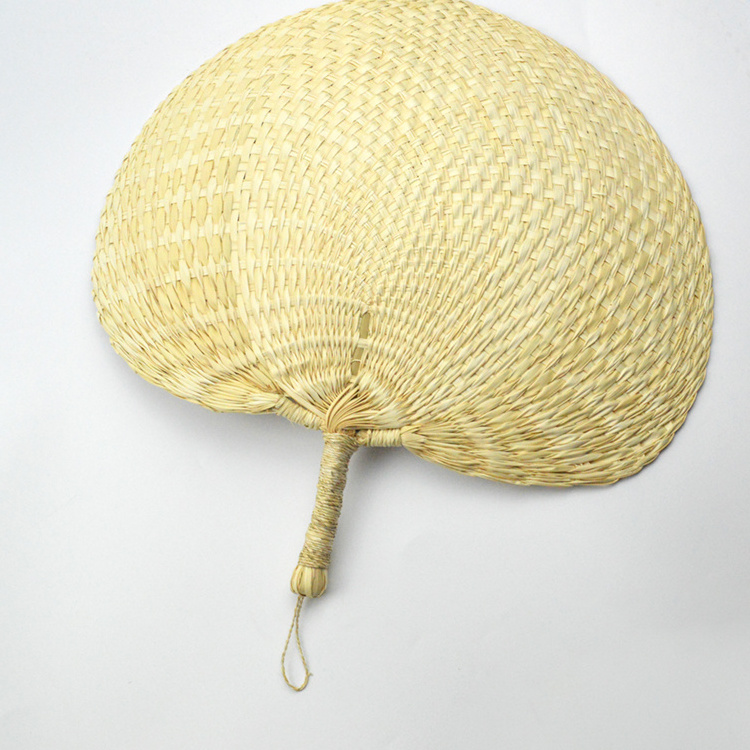 Handmade Custom Logo Personalized Wholesale Chinese Palm Leaf  Straw Round Hand Fan