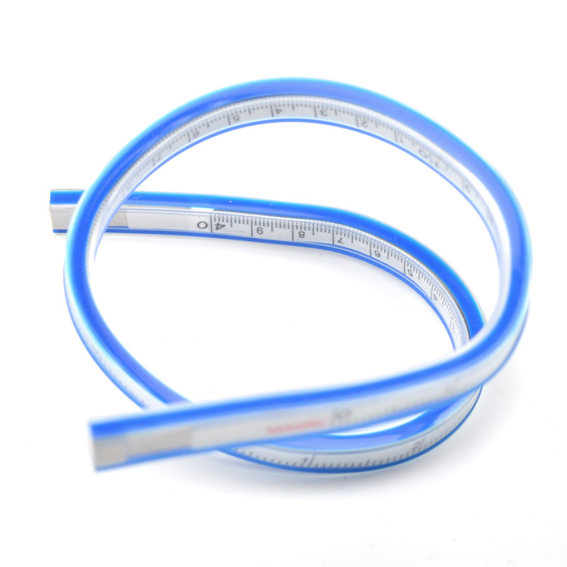 30/40/50/60/75/90CM Plastic Flexible Curve Ruler Bending Ruler OEM Plastic for Art Painting & Engineering Design Blue Ruler