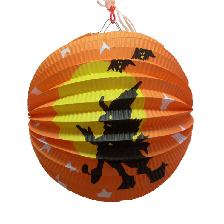 Halloween horrorpaper chinese lantern led lights battery operated halloween paper lantern custom printed paper lantern