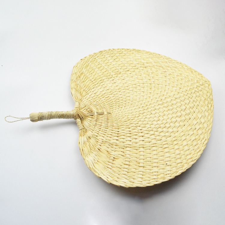 Handmade Custom Logo Personalized Wholesale Chinese Palm Leaf  Straw Round Hand Fan