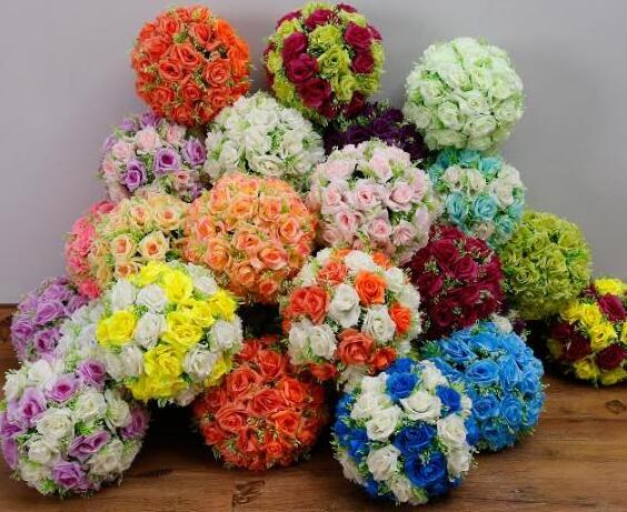 The thick Artificial flower ball with grass core Kissing Ball for wedding garden market decorations