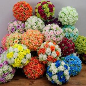 The thick Artificial flower ball with grass core Kissing Ball for wedding garden market decorations