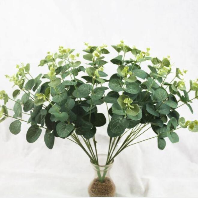 Artificial leaf 16-Heads  Eucalyptus Leaf bouquet 50cm height large artificial grass for home decorations