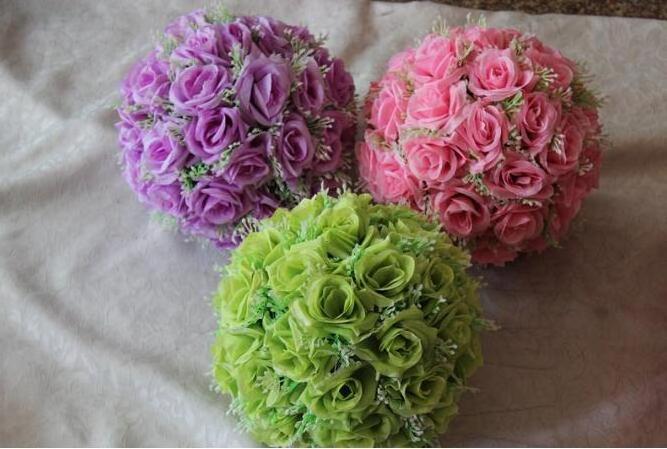 The thick Artificial flower ball with grass core Kissing Ball for wedding garden market decorations