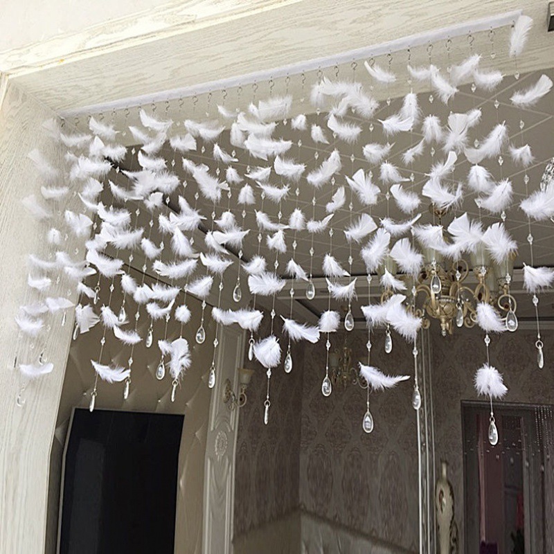 Crystal bead feather curtain Home & Garden Decorations 1m long feather products