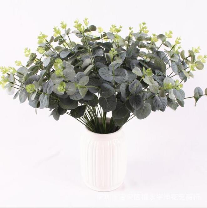 Artificial leaf 16-Heads  Eucalyptus Leaf bouquet 50cm height large artificial grass for home decorations