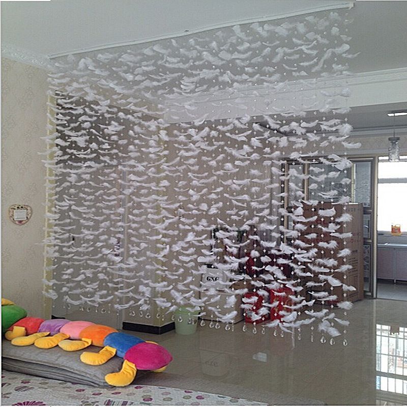 Crystal bead feather curtain Home & Garden Decorations 1m long feather products