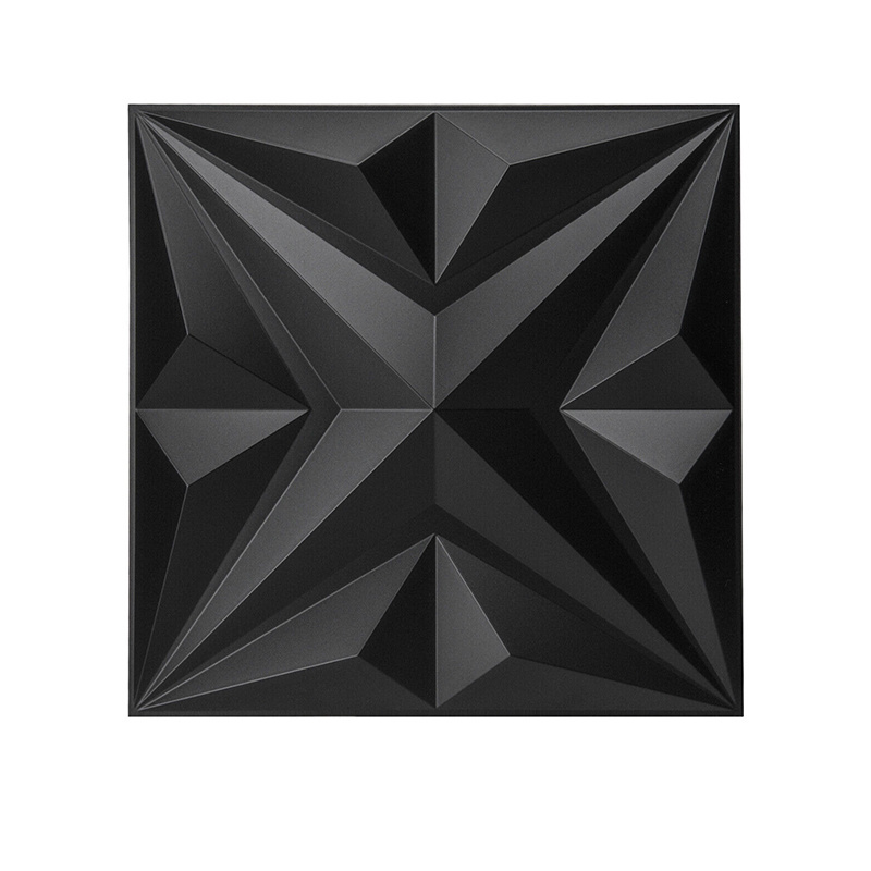 Interior Waterproof Matt Black Diamend Shape 3D PVC Wall Panel /Sticker For Wall Decoration