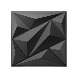 Interior Waterproof Matt Black Diamend Shape 3D PVC Wall Panel /Sticker For Wall Decoration