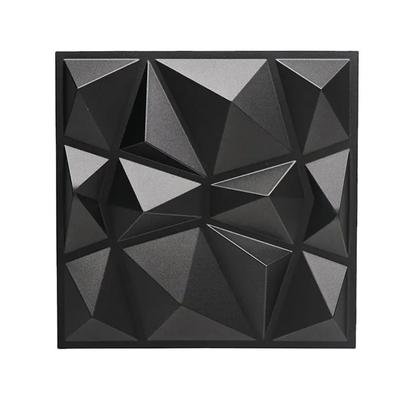 Black Textured 3D PVC Wall Tiles Washable Decorative Wall Panels