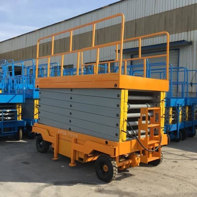 300kg 6m 4 wheels Mobile  electric hydraulic  scissor lift working platform  for aerial work