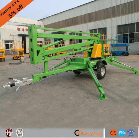 2019 CE new hydraulic trailing cherry picker mobile boom lifter small window leaning boom lift prices