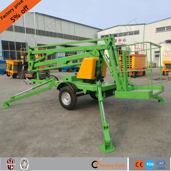 2019 CE new hydraulic trailing cherry picker mobile boom lifter small window leaning boom lift prices