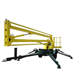 2019 CE new hydraulic trailing cherry picker mobile boom lifter small window leaning boom lift prices