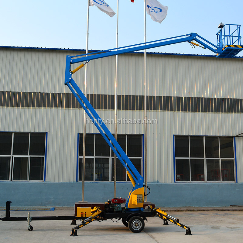 12M 200kg Towable boom lift for sale trailer mounted boom lift truck used for cherry picker