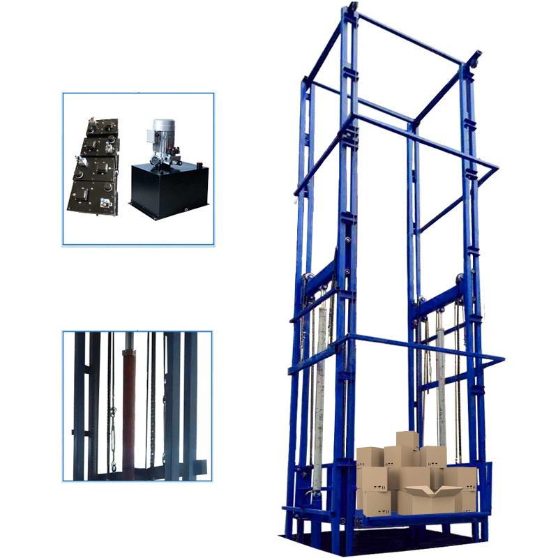 Indoor and outdoor use cargo elevator fixed vertical material lifting table guide rail lift