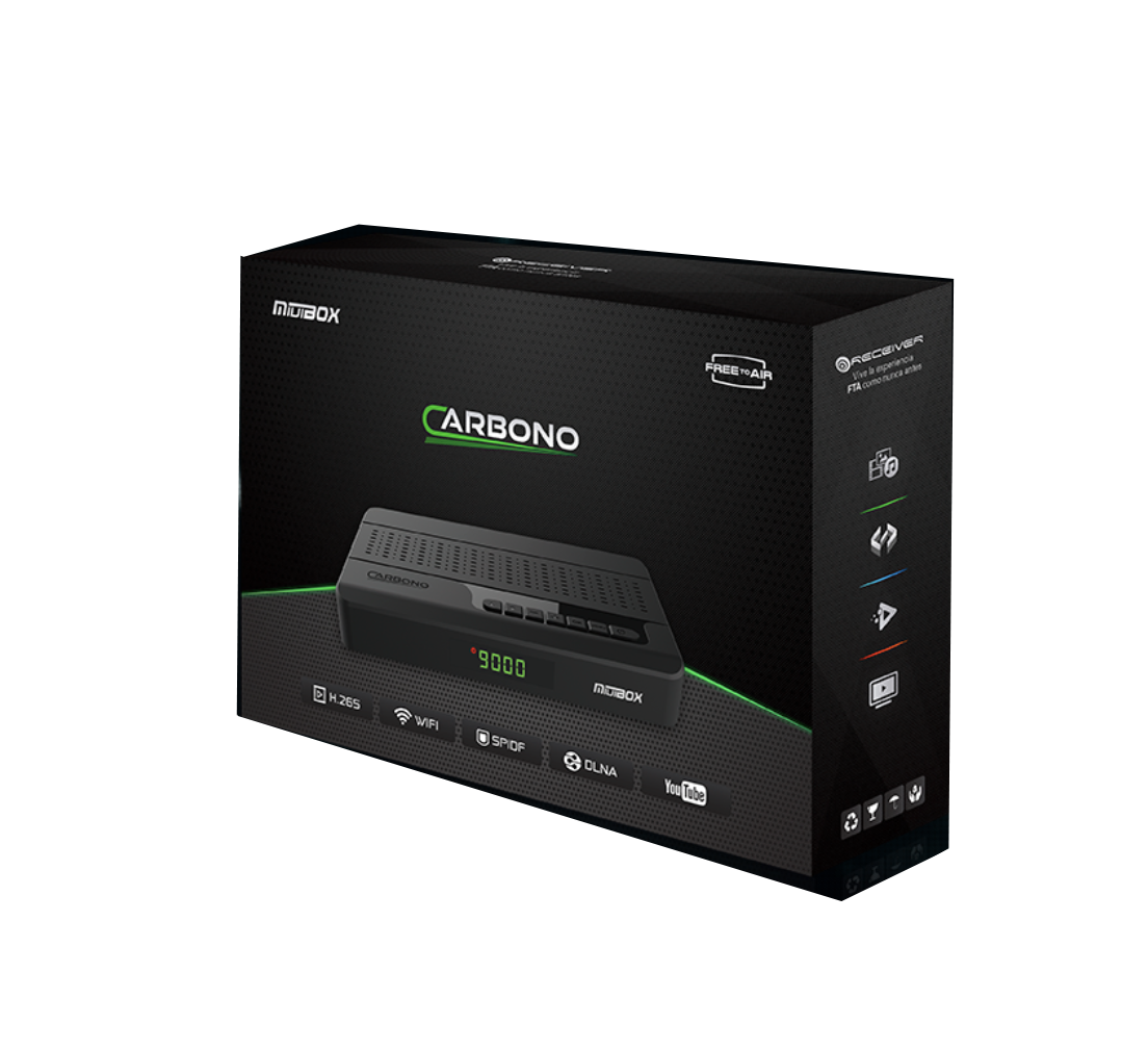 Miuibox Carbono DVB-S2 Satellite Receiver with IKS and SKS H.265 Miuibox Carbono Receiver