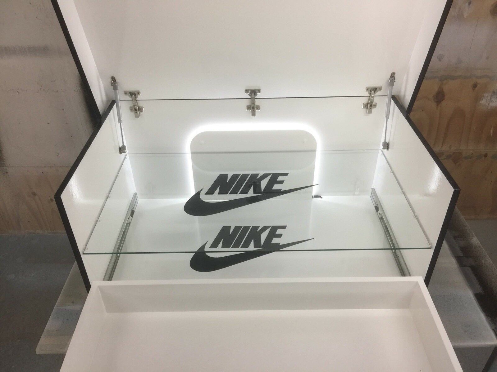 LED lights glass shelf trainer sneaker shoe storage case Giant shoe box