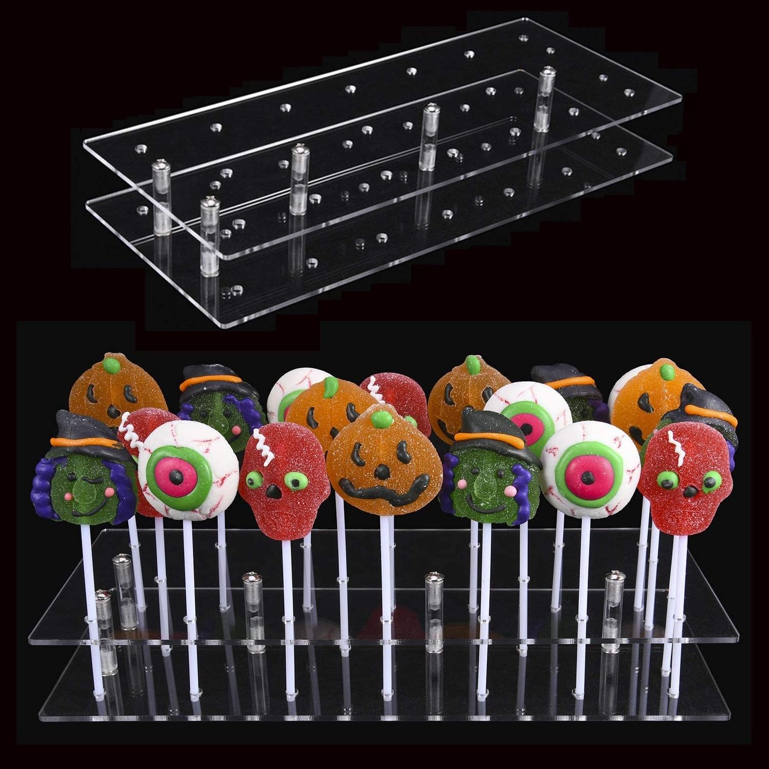 20 Hole Clear Acrylic Lollipop Display Stand Cake Pop Stand Candy Stand Holder Base for Birthday Party Halloween Decoration