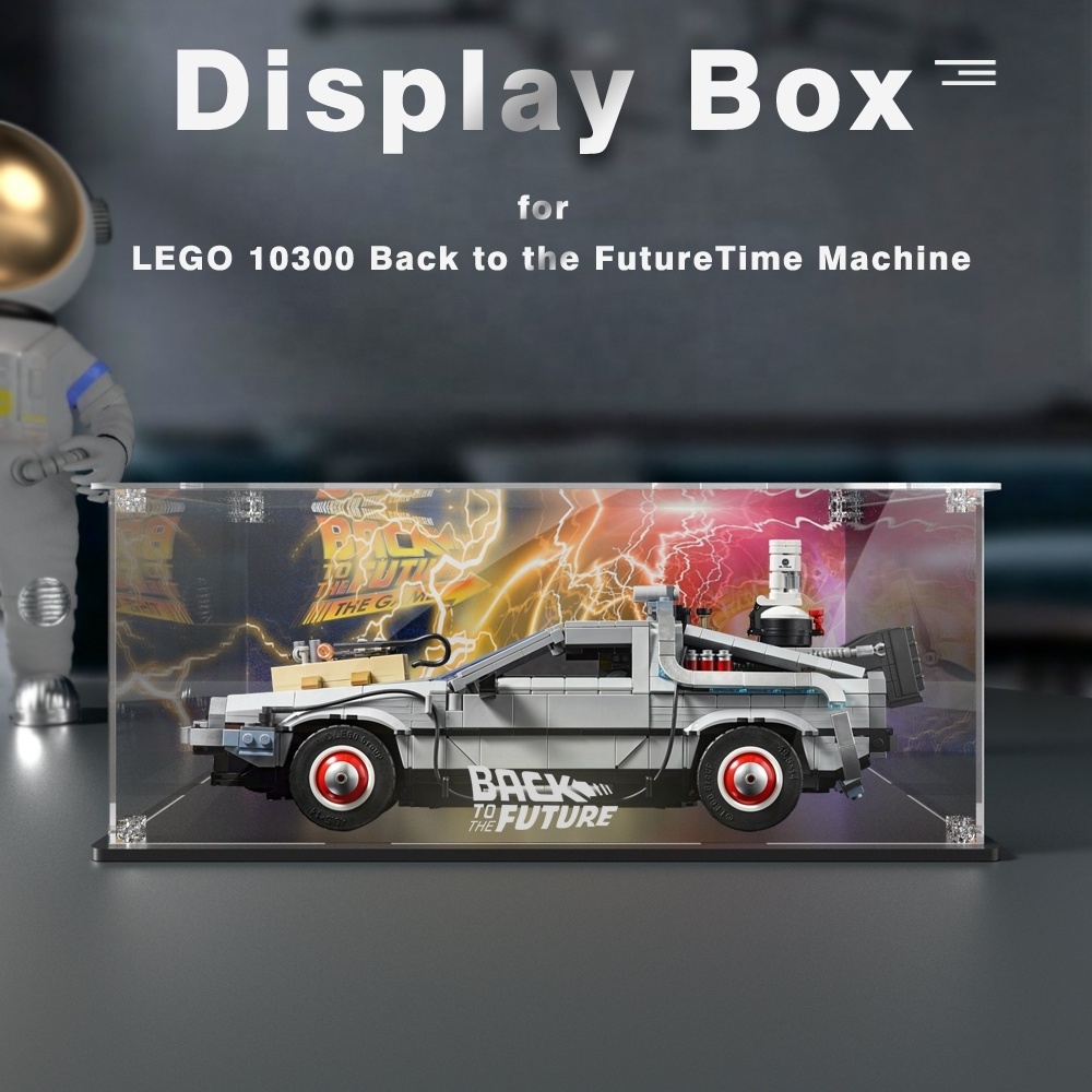 Self Assembling Clear Acrylic Display Box for Lego 10300 Back to the Future Time Machine Dustproof Clear Display Case