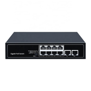 8 Port 1000Mbps POE Switch, 2 Gigabit Uplink 1000BASE-T RJ45 Networking Switch 96W/120W Hub Internet Splitter Plug and Play